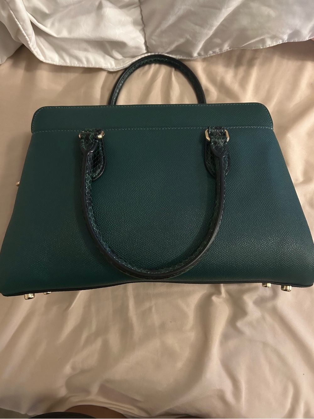COACH Darcie Carryall Green Leather Satchel with Gold Hardware - Picture 3 of 7